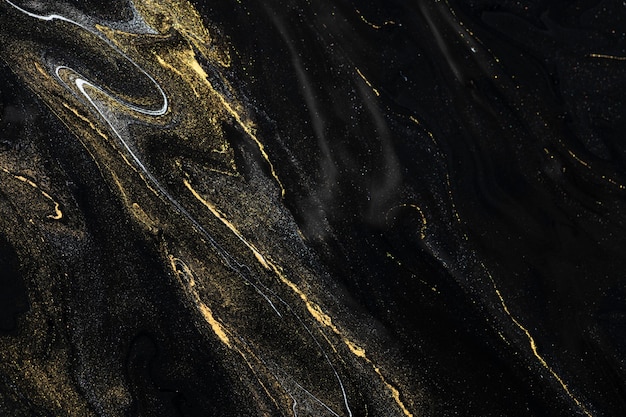 Black liquid marble background handmade acrylic paint