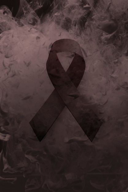 Black mourning ribbon with smoke