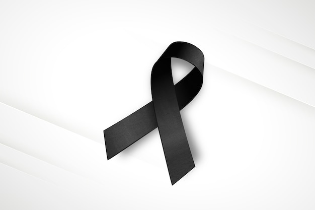 Black mourning ribbon with white background