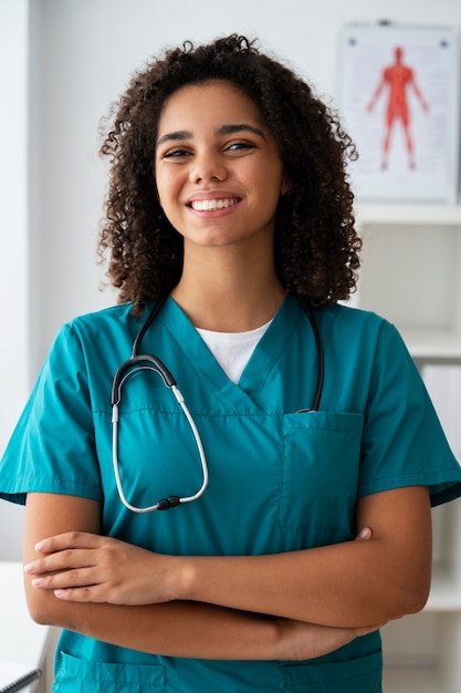 Black nurse at their workspace