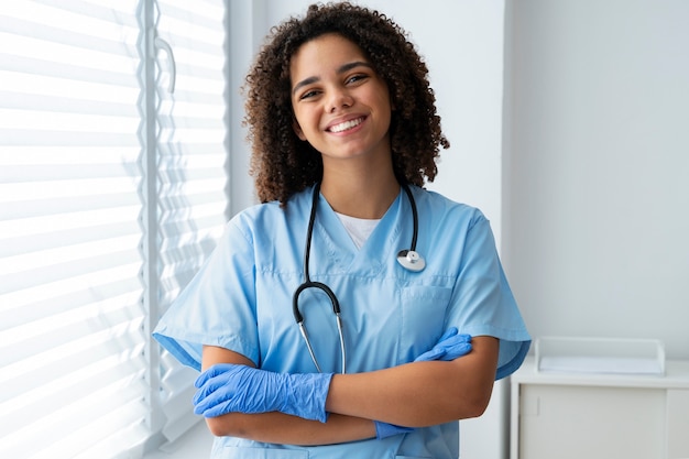 Black nurse at their workspace