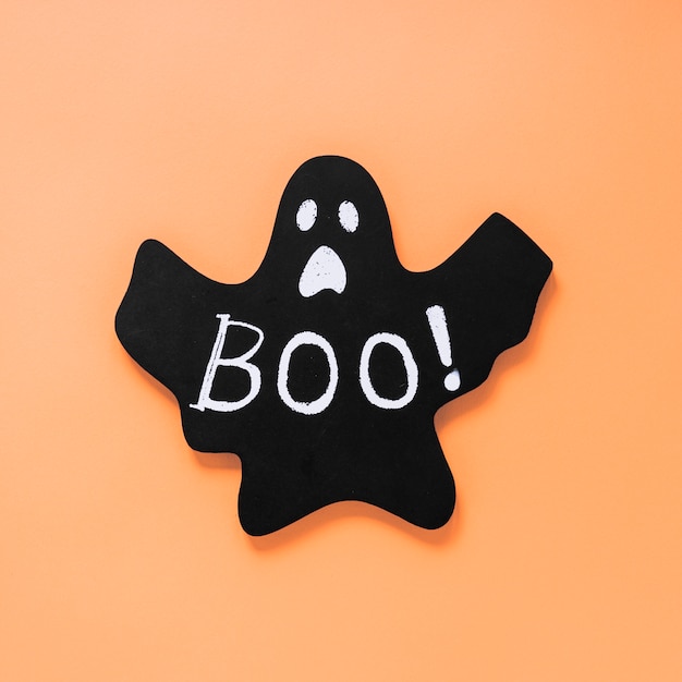 Black paper ghost with Boo! inscription