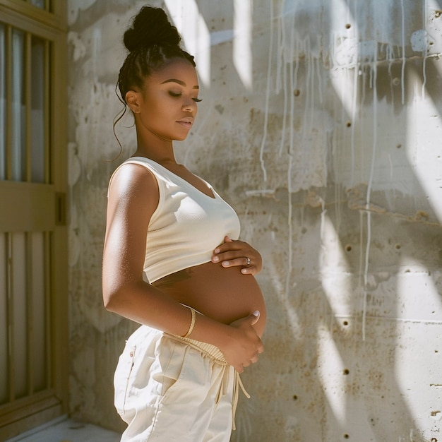 Free Photo black pregnant women posing