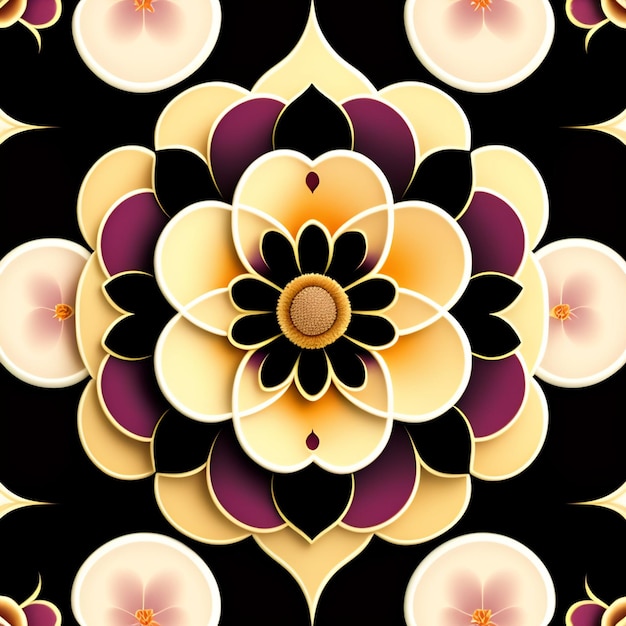 Free photo a black and purple background with a flower pattern that says