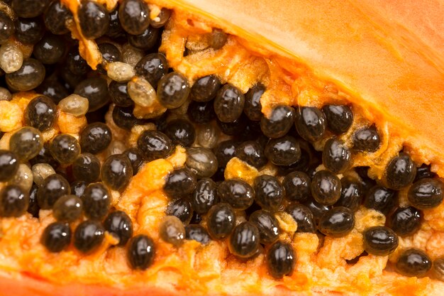 Black seeds of papaya fruit