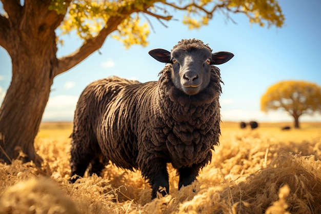 Free photo black sheep portrait