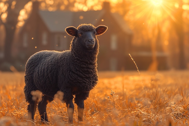 Free photo black sheep portrait