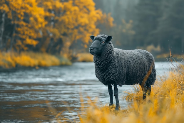 Free photo black sheep portrait