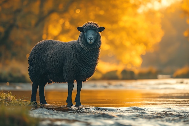 Free photo black sheep portrait