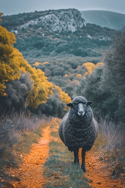 Free photo black sheep portrait