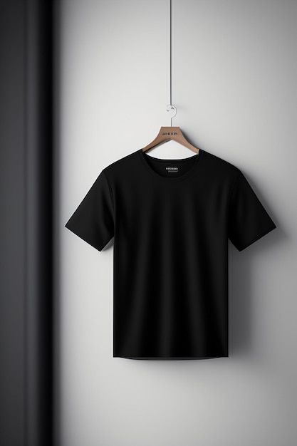 Free photo a black t shirt is hanging on a hanger with the word dope on it