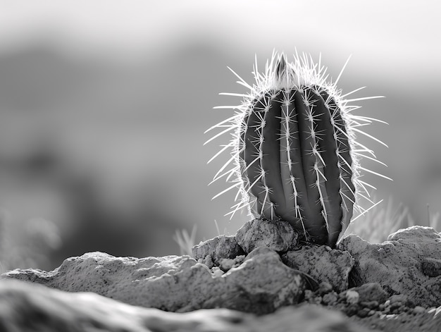 Free photo black and white desert cacti