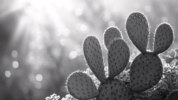 Black and white desert cacti