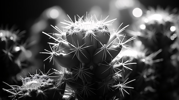 Free Photo black and white desert cacti