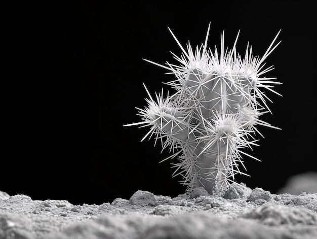 Black and white desert cacti