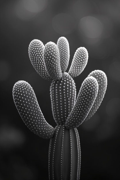 Black and white desert cacti