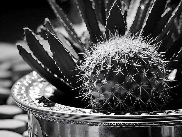 Black and white desert cacti