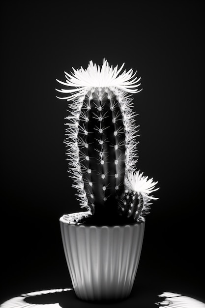 Free photo black and white desert cacti