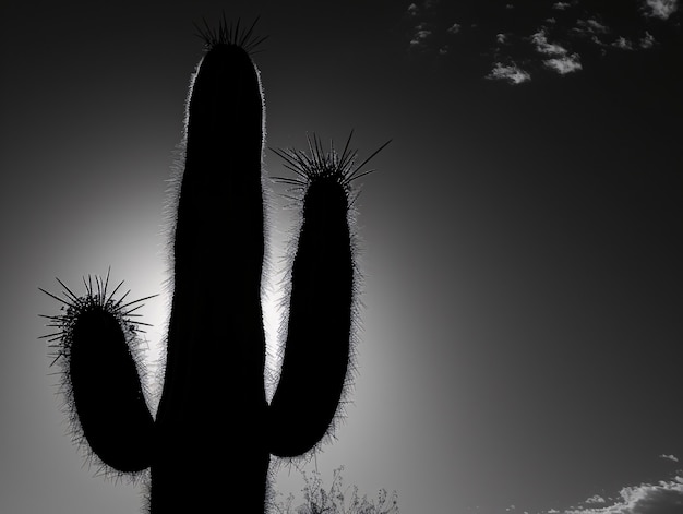 Black and white desert cacti