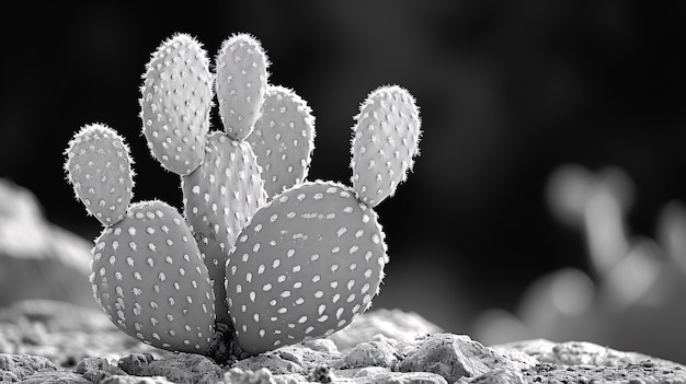 Free photo black and white desert cacti