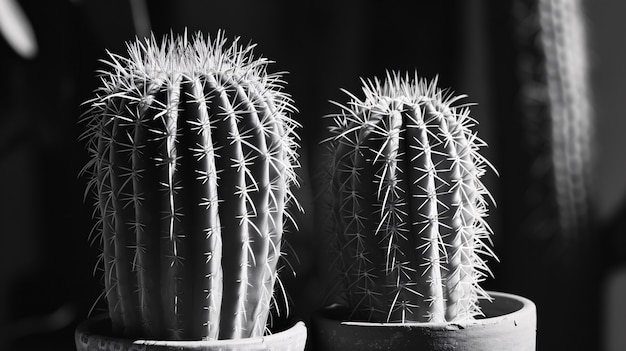 Black and white desert cacti