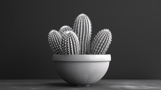 Free Photo black and white desert cacti