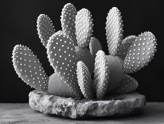 Black and white desert cacti