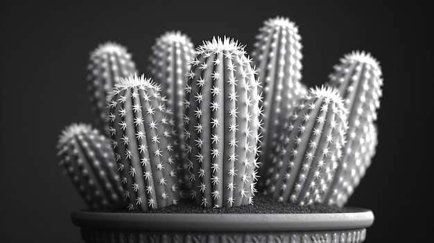 Black and white desert cacti