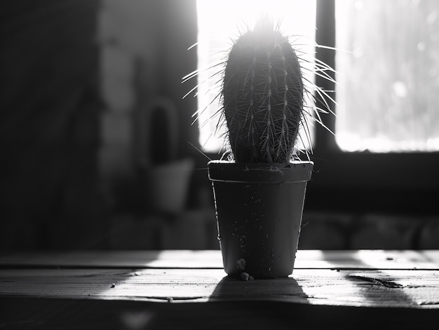 Free photo black and white desert cacti