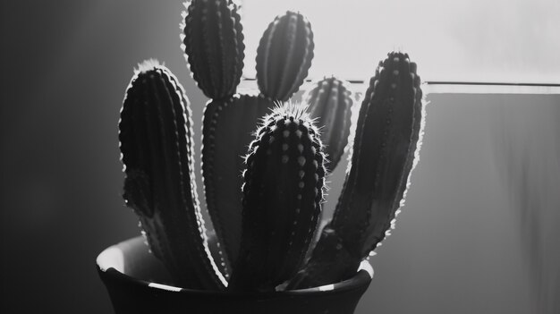 Black and white desert cacti