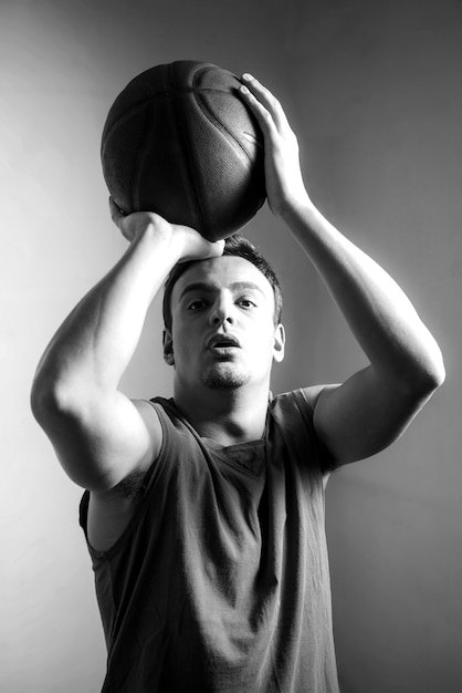 Black and white effect of basketball player