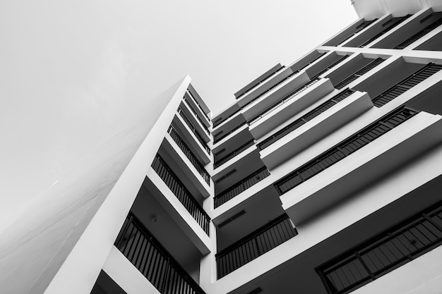 Black and white exterior building