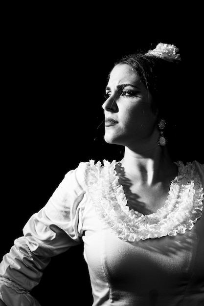 Free Photo black and white flamenca looking away