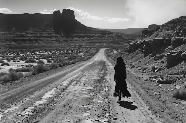 Free Photo black and white image of sad woman