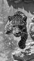 Free photo black and white jaguar in nature