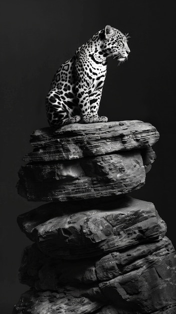 Free photo black and white jaguar in nature