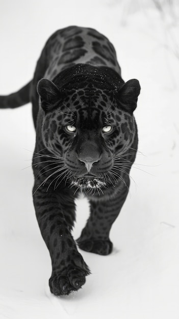 Free photo black and white jaguar in nature