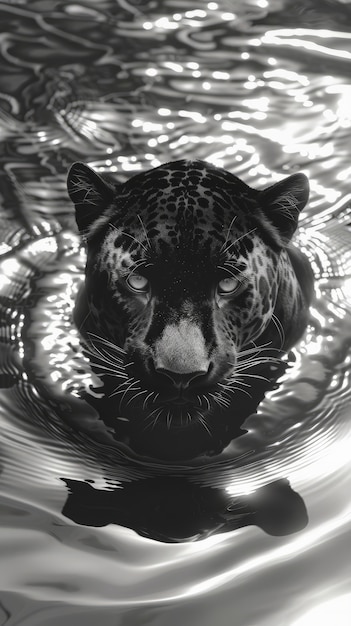 Free photo black and white jaguar in nature