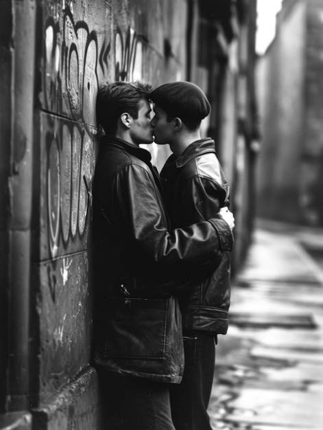 Free photo black and white kissing portrait of couple