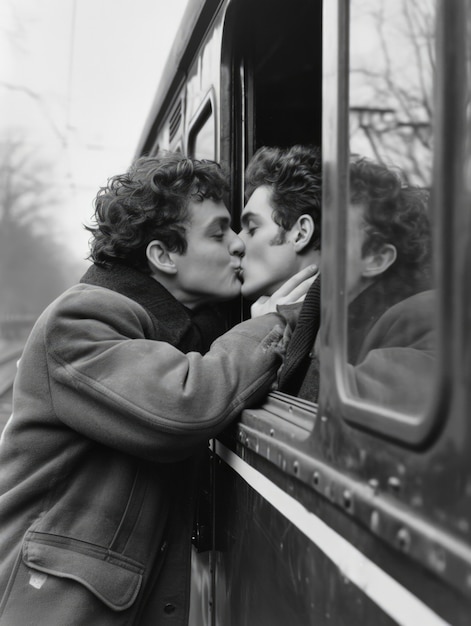 Free photo black and white kissing portrait of couple