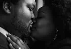 Free photo black and white kissing portrait