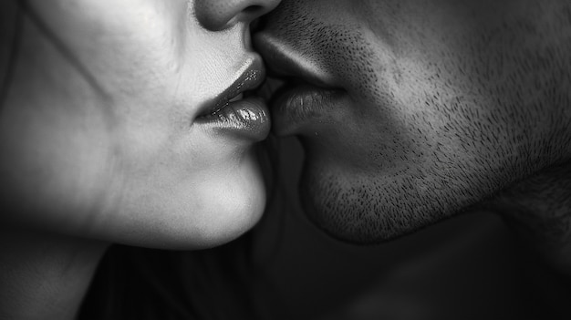 Free photo black and white kissing portraits