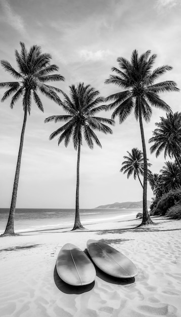 Free Photo black and white palm landscape