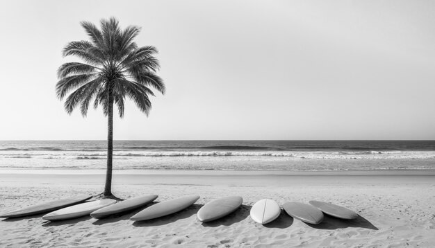 Black and white palm landscape