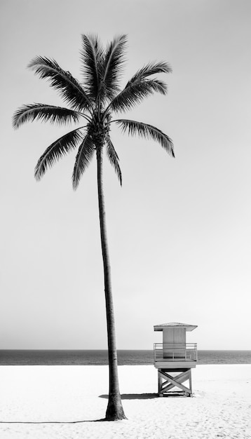 Free photo black and white palm landscape