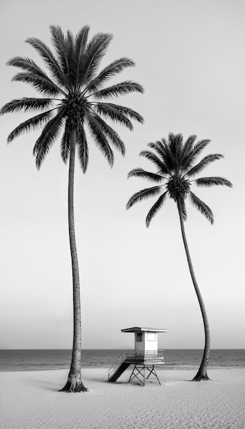 Black and white palm landscape