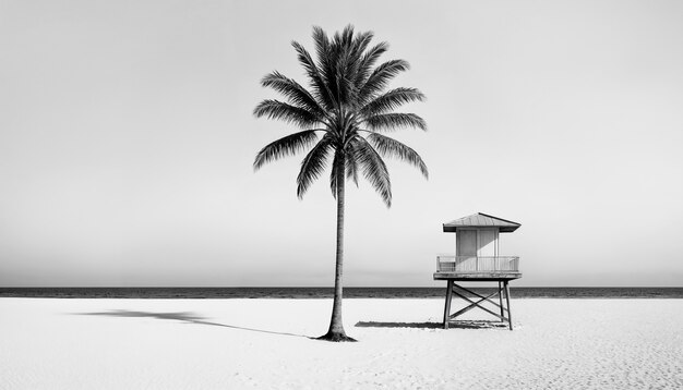 Black and white palm landscape