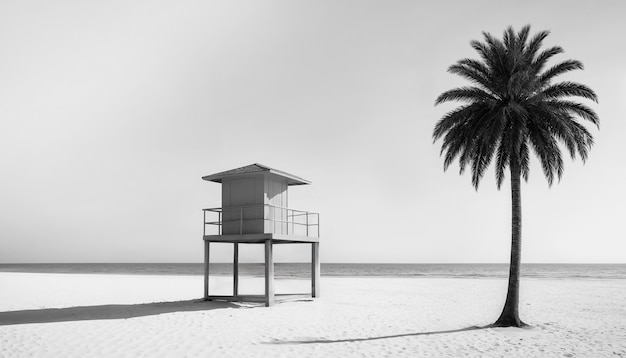 Free Photo black and white palm landscape