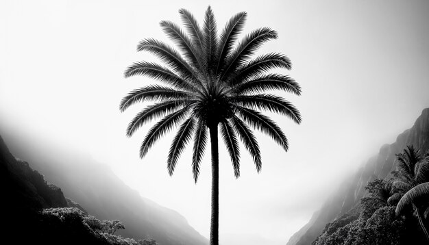 Black and white palm landscape