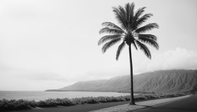 Black and white palm landscape